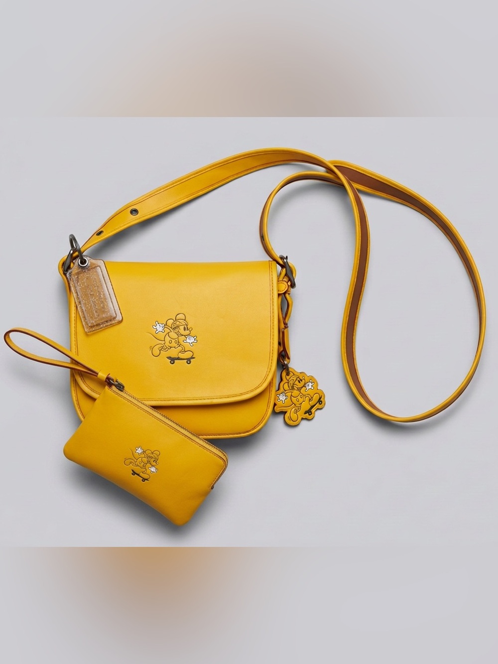 Coach x Disney Mickey Skateboard Crossbody Wristlet Charm Set